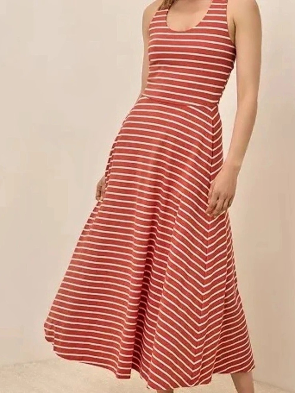 Pact Fit & Flare Crossback Maxi Dress Red & White XXL